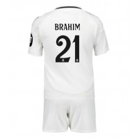 Camisa de Futebol Real Madrid Brahim Diaz #21 Equipamento Principal Infantil 2024-25 Manga Curta (+ Calças curtas)